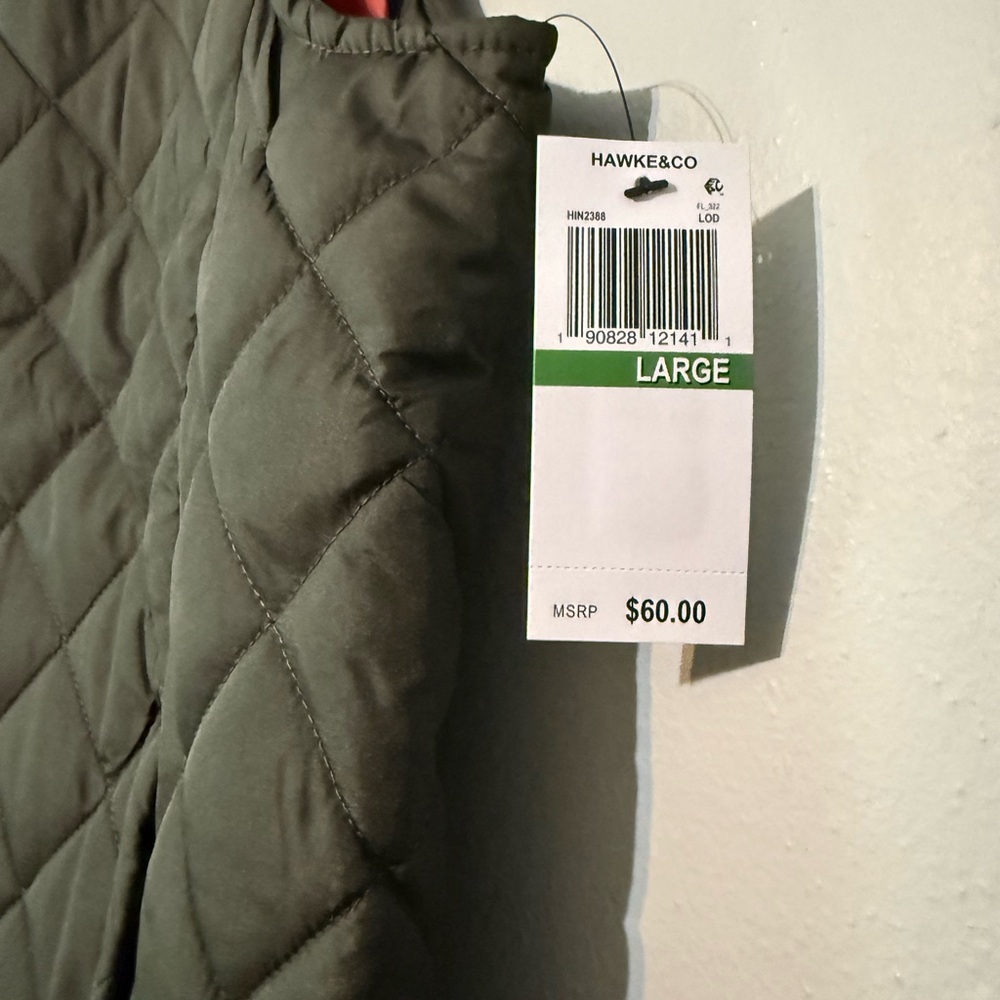 Hawke & Co Quilted Olive Green Vest with Orange Lining - Picture 3 of 4